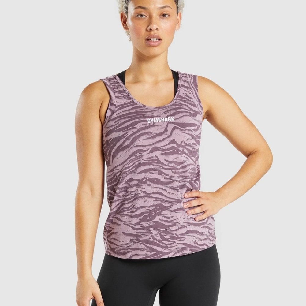 Gymshark Animal Print graphic tank top Scoop neck Purple Zebra print Medium